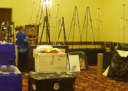 Setting up the dealer room.