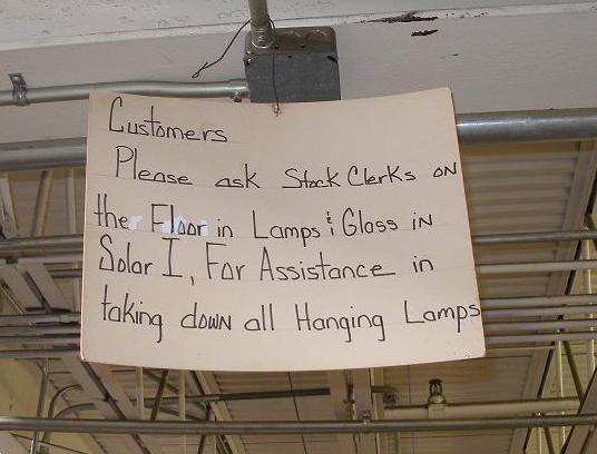 please ask for assistance taking down hanging lamps