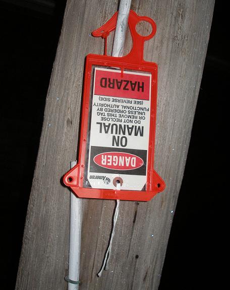 Power Company lockout on pole.