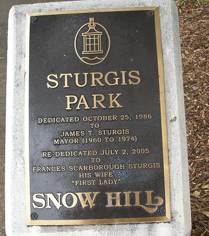 Sturgis Park dedication marker