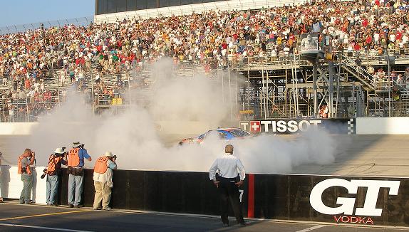 the winner doing his burnout