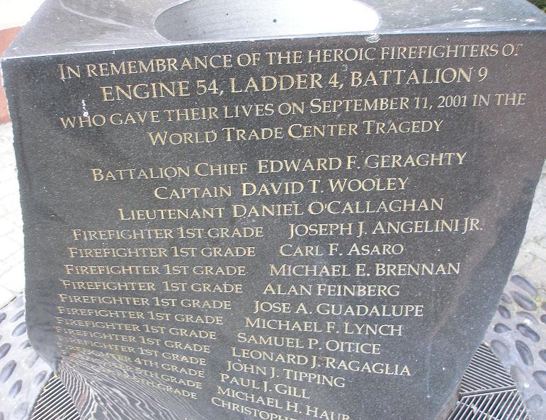 The memorial to those that Engine 54 lost in the World Trade Center Attack