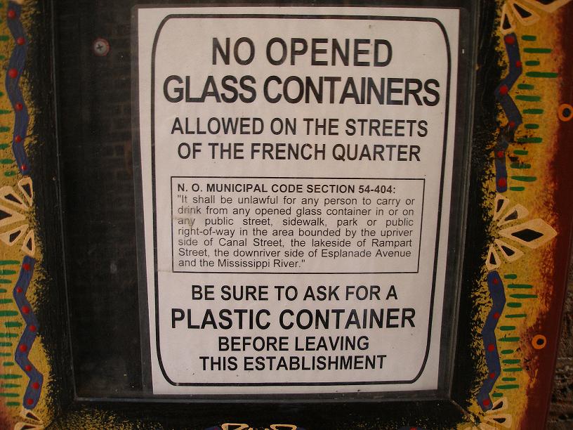 glass container law sign